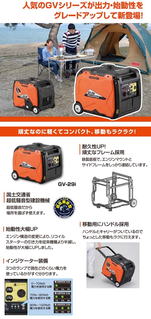 インバーター発電機 GV-29i (GV-29i-AAA-1) GV-29i | 株式会社工進【公式】