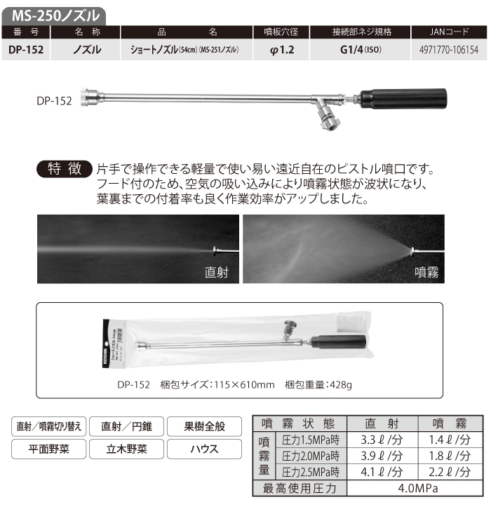 ショートノズル(54cm)(MS-251ノズル) DP-152 DP-152 | 株式会社工進