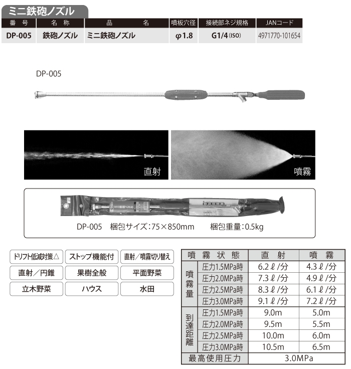 コンプ 工進(KOSHIN) 新曲射鉄砲ノズル X-1 【噴板穴径1.8】 DP-007 その他 WHISKYMATAT